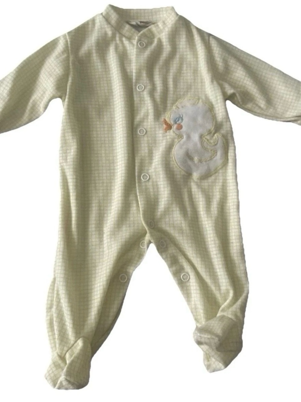 Vintage Kids Exchange Yellow Footie Pajamas Duck Size 0-3 Months Up To 12 Pounds